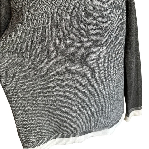 RAG & BONE Grey with Ivory Trim Thermal Crewneck Long Sleeve Sweater Size Medium - Picture 17 of 17